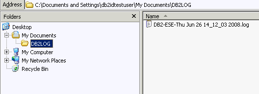 Umístění souboru s protokolem produktu DB2
