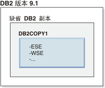缺省 DB2 副本的示例。